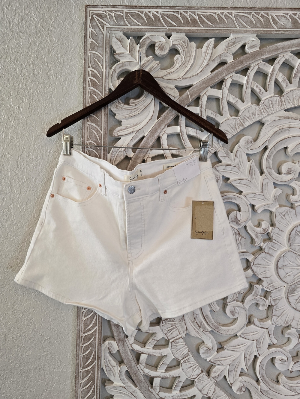 Jessica Simpson White High-Rise Stretch Denim Shorts 10